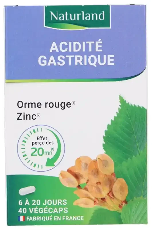 Naturland Acidité Gastrique Orme rouge Zinc 40 végécaps