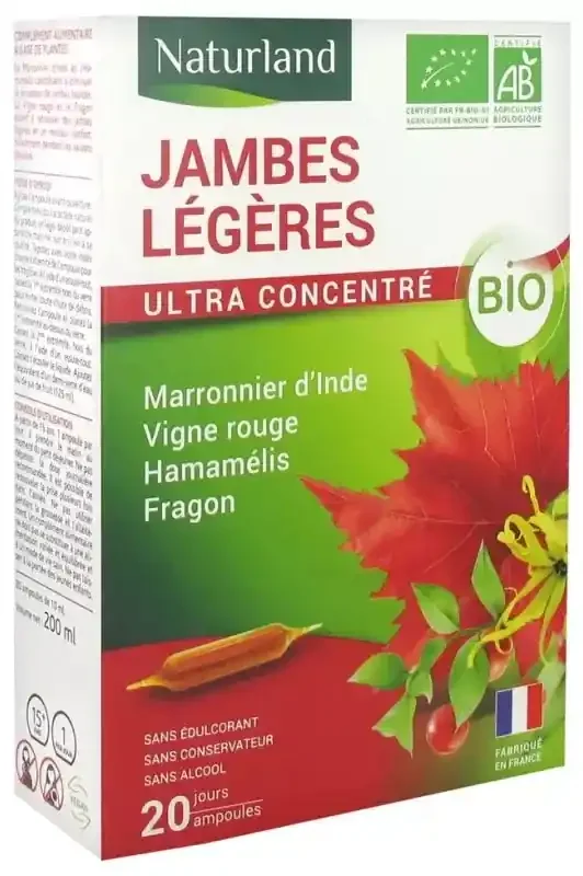 Naturland Jambes Légères Bio 20 Ampoules