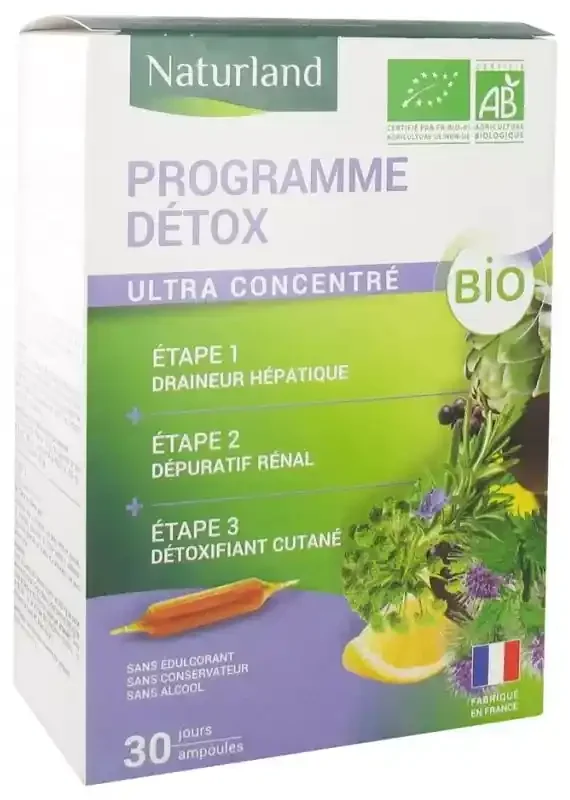 Naturland Programme Détox 3en1 Bio 30 Ampoules de 10 ml
