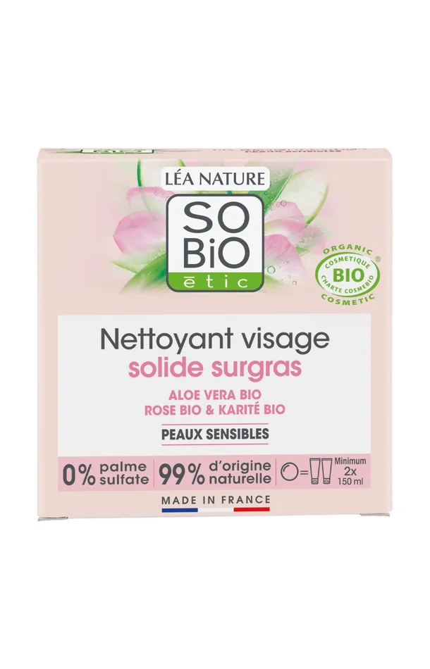 Nettoyant solide surgras bio – Aloe vera – Peaux sensibles