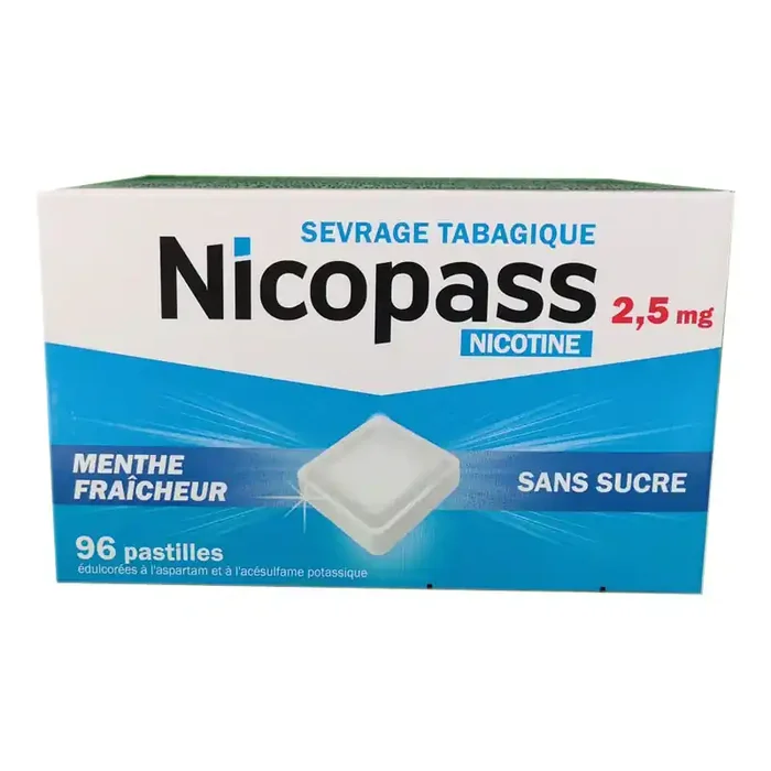 NICOPASS 2,5 MG 96 PASTILLES SANS SUCRE MENTHE FRAICHEUR PIERRE FABRE
