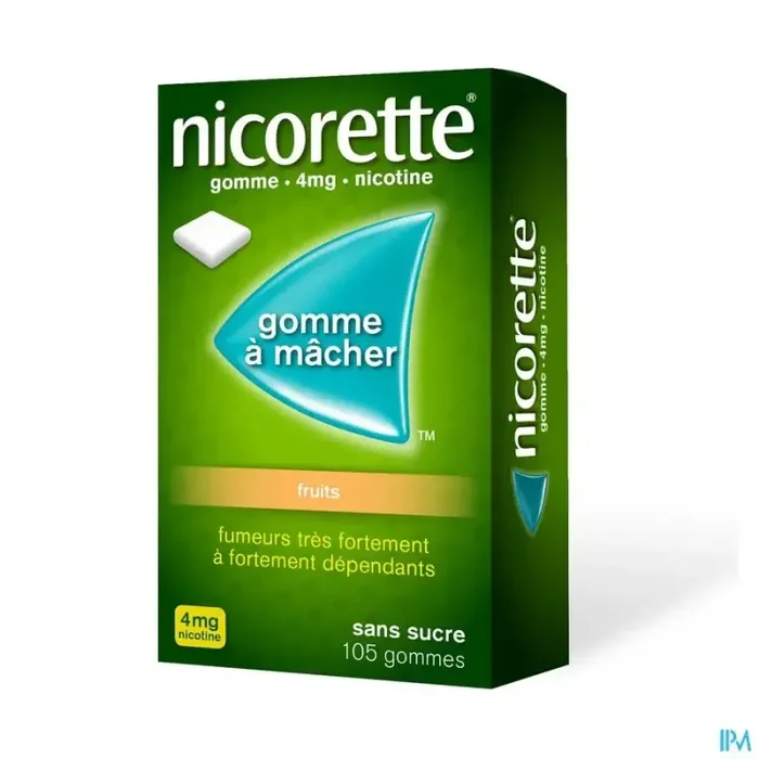 Nicorette fruits 4mg sans sucre gommes à mâcher 105