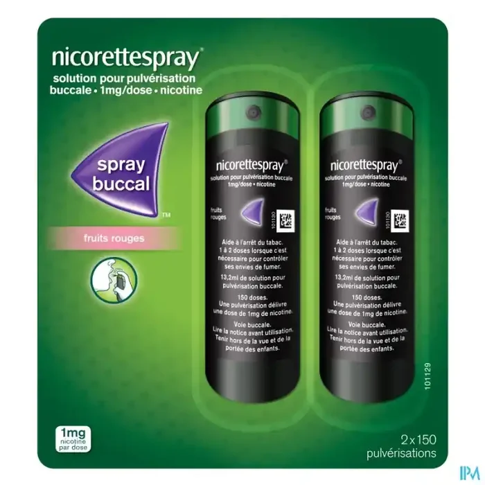 Nicorettespray fruits rouges 1mg/dose solution pour pulverisation buccale 13ml2 x2
