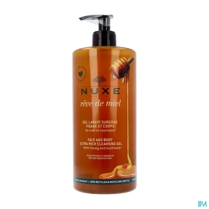 Nuxe reve de miel gel lavant surgras visage et corps peaux sèches et sensibles 750ml