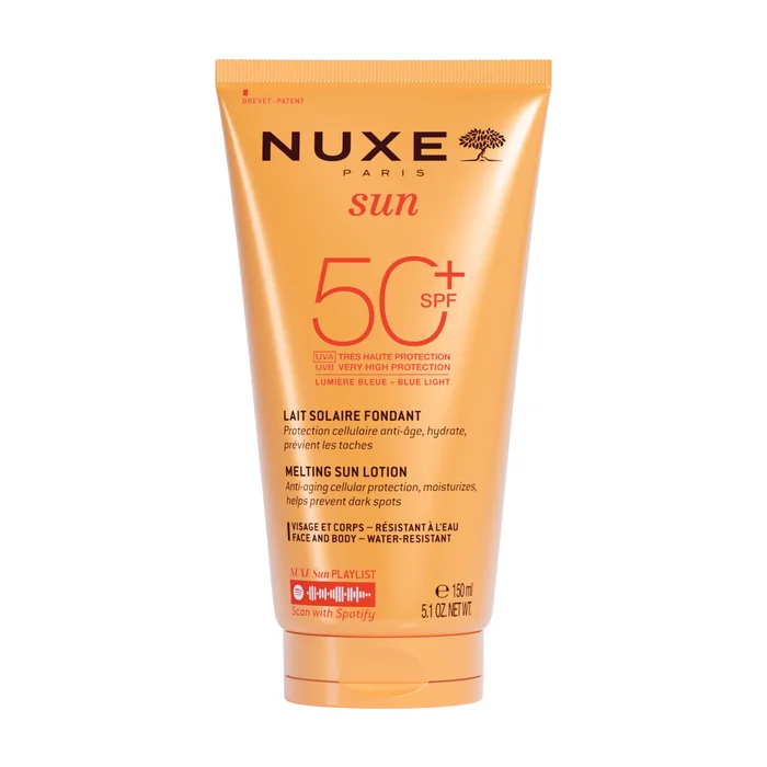 Nuxe Sun – Lait Solaire Fondant Haute Protection SPF50 – Visage et Corps – Tous types de peaux – 150ml