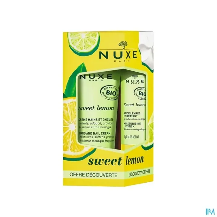 Nuxe sweet lemon crème mains bio tube 30ml + stick levres bio 4g