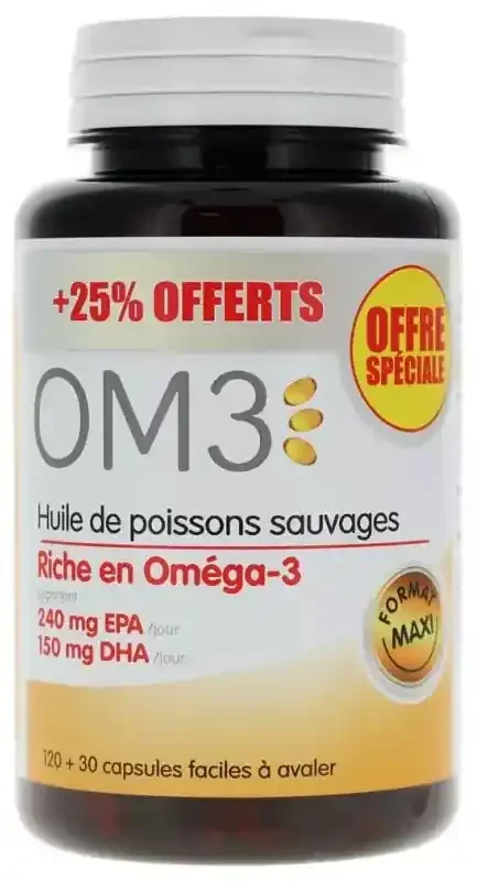 Om3 Huile de Poissons Sauvages 120 Capsules + 30 Offertes