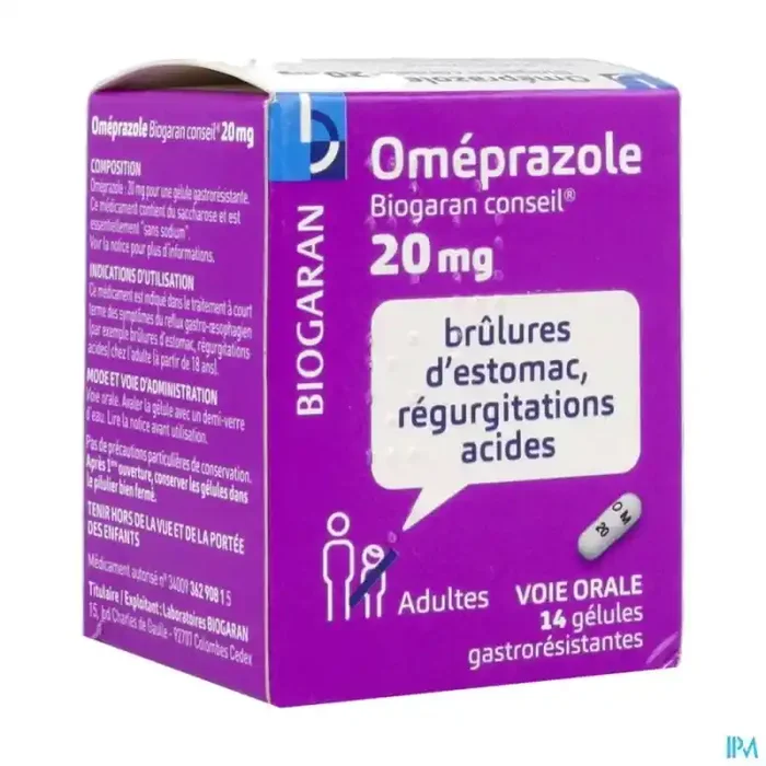 Omeprazole biogaran conseil 20mg gélule gastroresistante 14