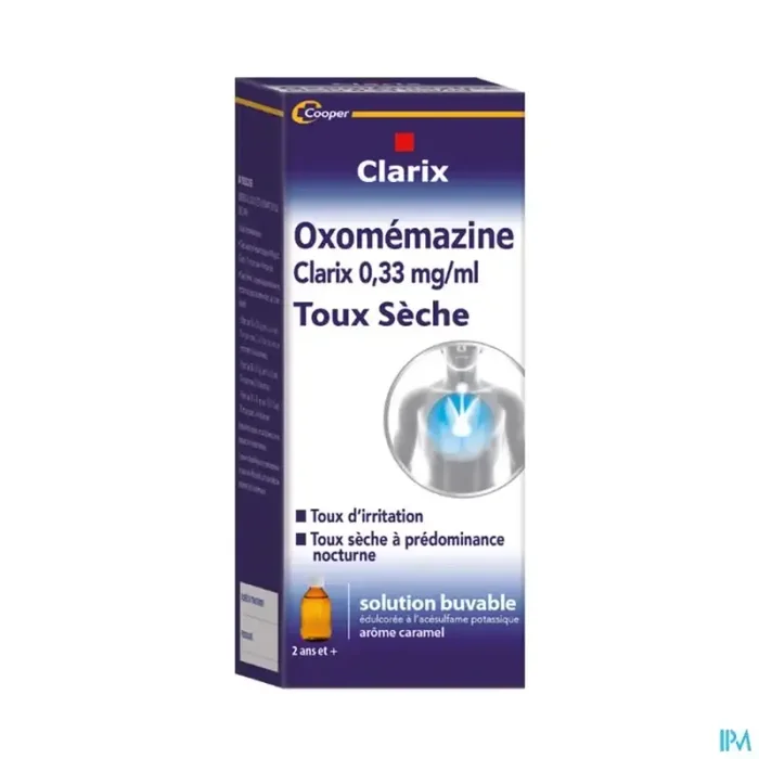 Oxomemazine clarix 0mg33/ml sans sucre solution buvable 150ml