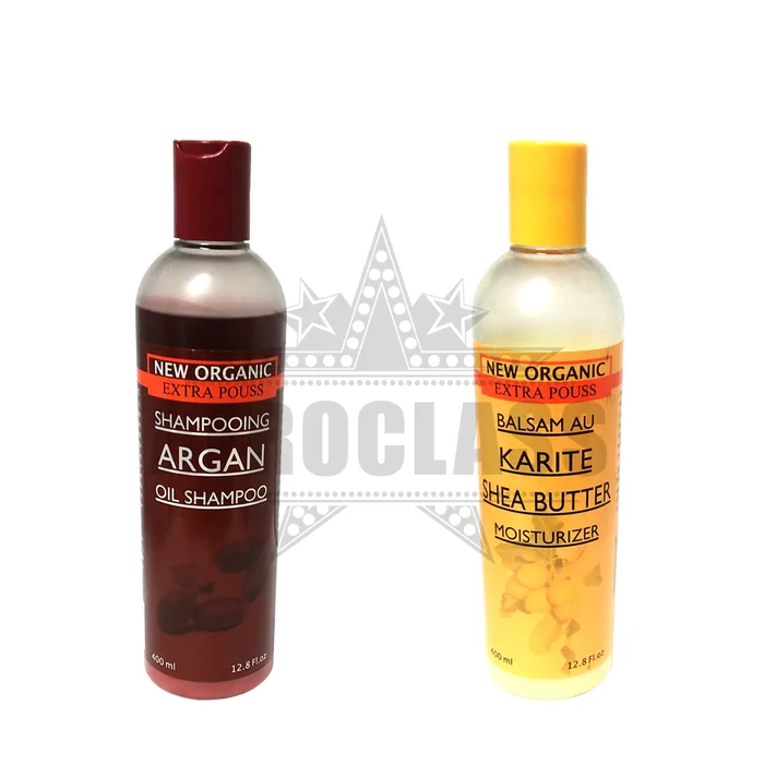 Packs NEW ORGANIC EXTRA POUSS Shampooing ARGAN + Balsam KARITE