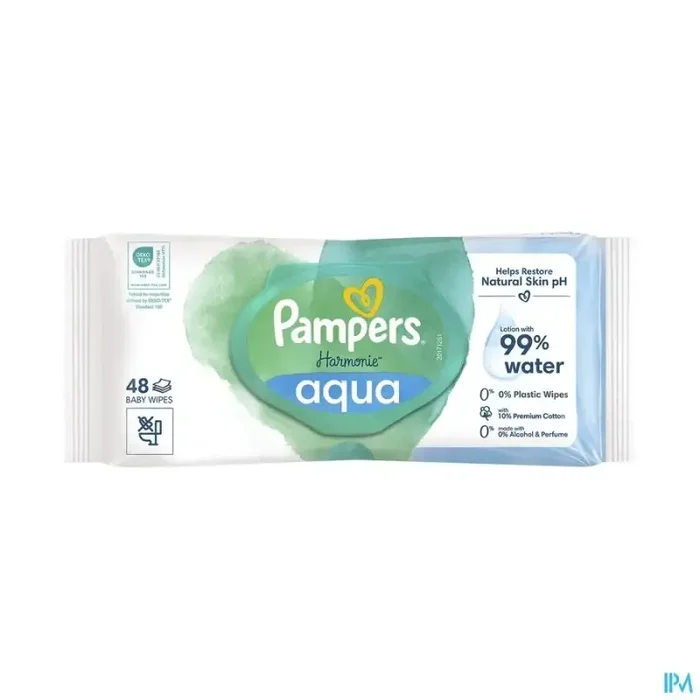 Pampers harmonie aqua lingette 0% plastique sachet 48