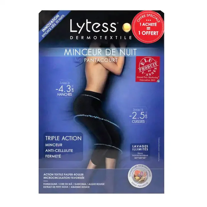 Pantacourt minceur de nuit S/M noir +le 2ème pantacourt offert