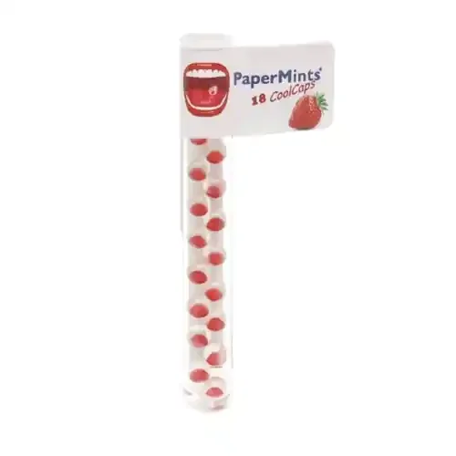 PAPERMINTS HALEINE Coolcaps Fraise – Tube de 18 Perles