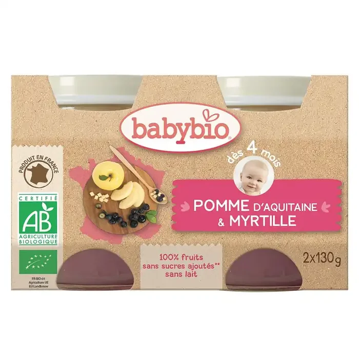 Petit pot fruits pomme & myrtille 2x130g