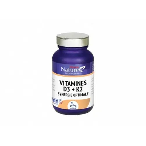 PHARM NATURE VITAMINES D3 + K2 Synergie Optimale – 60 Gélules