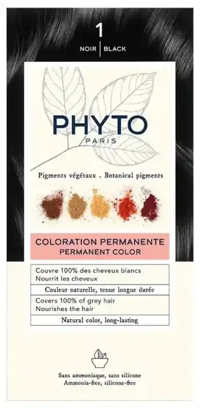 Phyto Couleur Coloration Permanente – Pigments Végétaux – Coloration 1 Noir