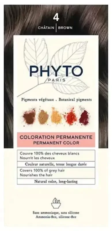 Phyto Couleur Coloration Permanente – Pigments Végétaux – Coloration 4 Châtain