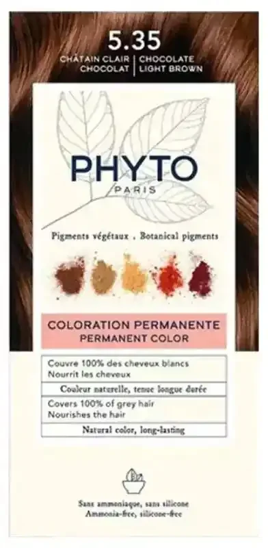 Phyto Couleur Coloration Permanente – Pigments Végétaux – Coloration 5.35 Châtain Clair Chocolat