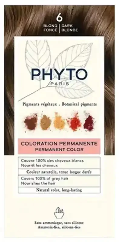 Phyto Couleur Coloration Permanente – Pigments Végétaux – Coloration 6 Blond Foncé