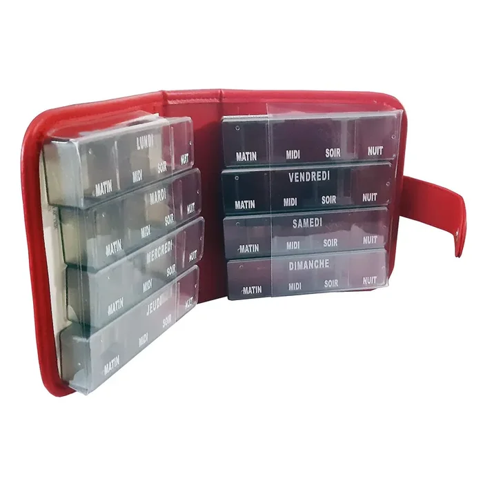 Pilulier Semainier Mémodose – XL Rouge – 8 modules de 4 compartiments