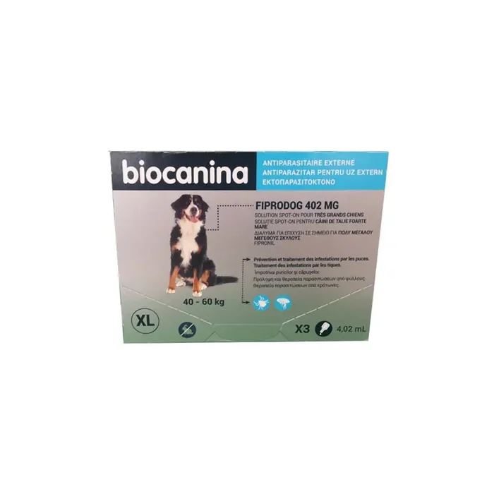 PIPETTES FIPRODOG 402MG XL CHIEN 40-60KG ANTIPARASITAIRE EXTERNE BIOCANINA