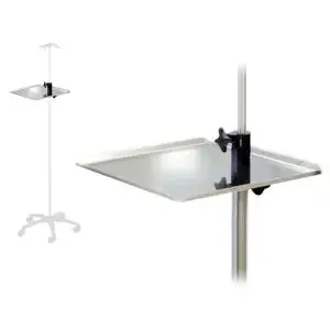 Plateau inox carré pour pied à sérum