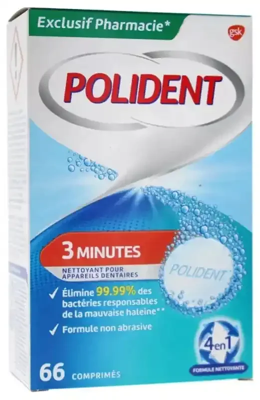 Polident Corega Nettoyant 3 Minutes X 66Cps