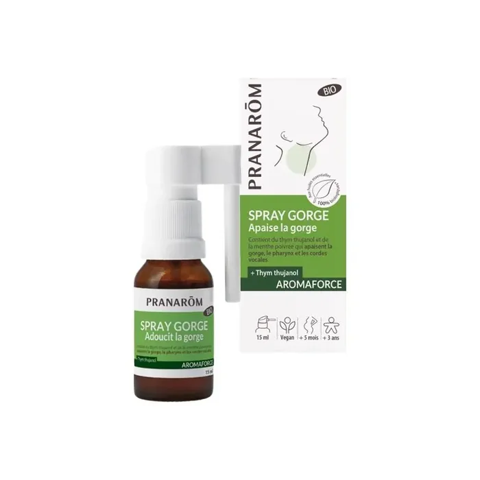Pranarom aromaforce spray gorge apaise la gorge bio 15ml