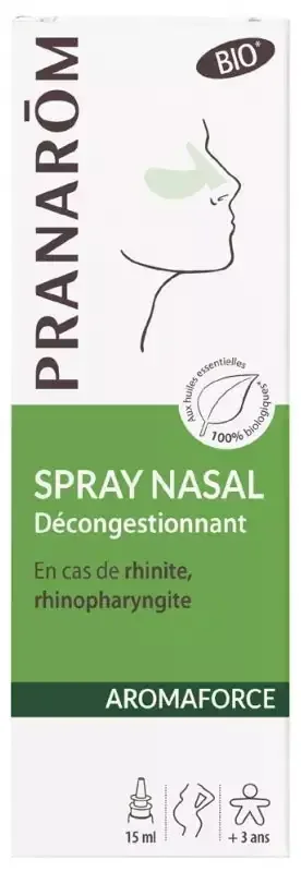 Pranarôm Aromaforce Spray Nasal Décongestionnant Bio (Eco) Composé d‘Huiles Essentielles Pures et Naturelles 15 ml