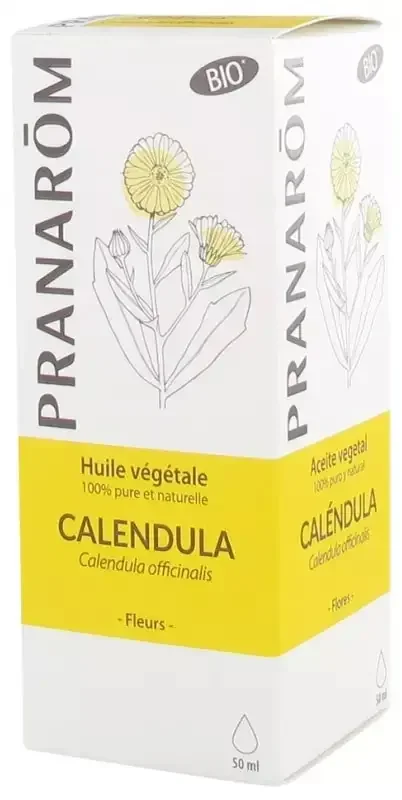 Pranarôm Huile Végétale Calendula Bio Apaisante Extrait Lipidique Titré de Fleurs de Calendula 50 ml