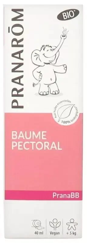 Pranarôm Pranabb Baume Pectoral Bio (Eco) Aide Bébé à Mieux Respirer Composé d‘Huiles Essentielles Pures et Naturelles 40 ml