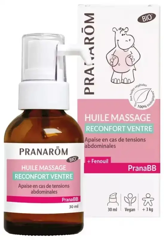 Pranarôm Pranabb Huile de Massage Confort Digestif Apaise en Cas de Tensions Abdominales Fenouil Bio 30 ml