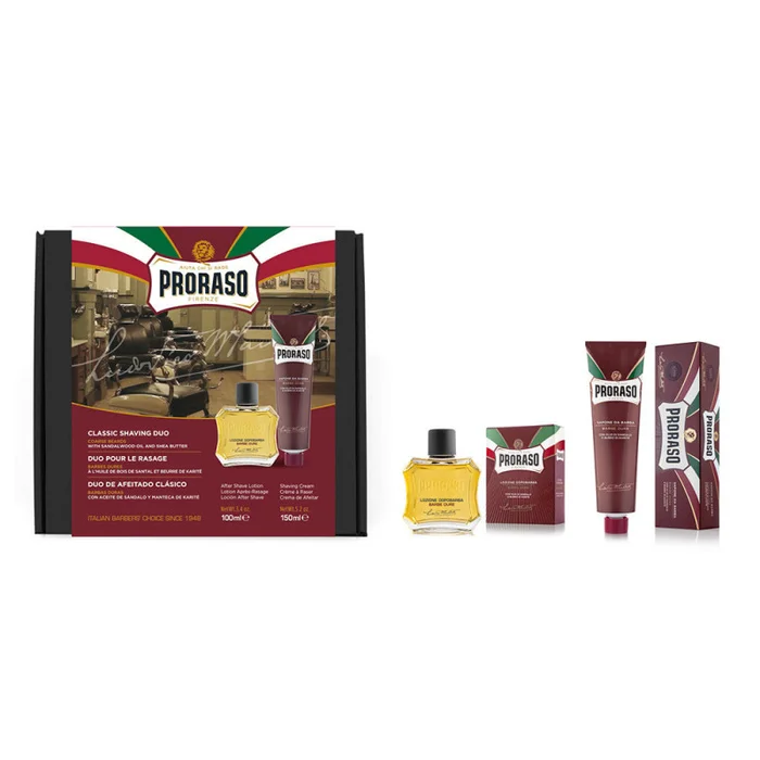 PRORASO DUO PACK – Crème à raser + Lotion après-rasage ROUGE