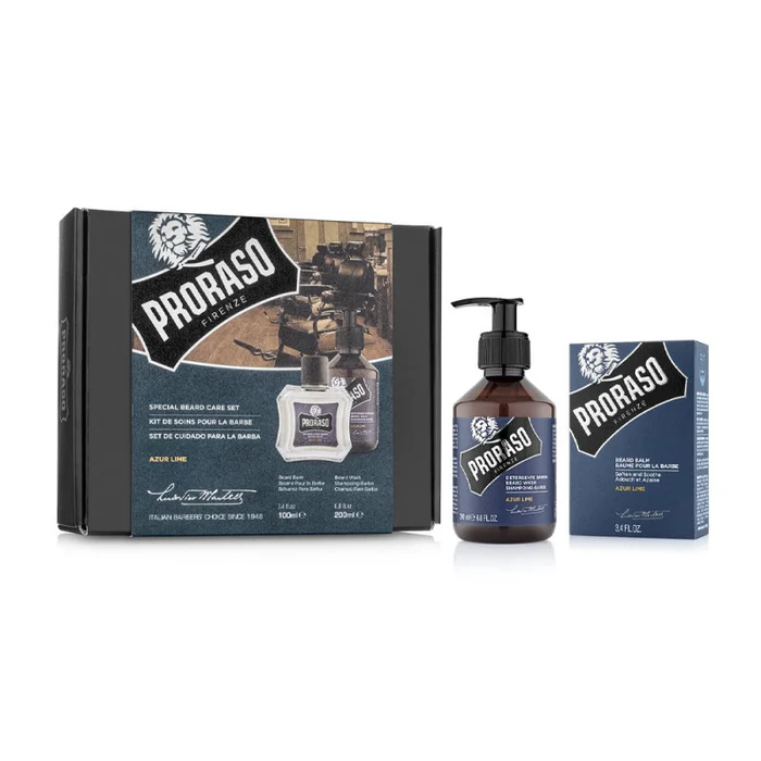 PRORASO DUO PACK – Shampoing + Baume à barbe AZUR LIME