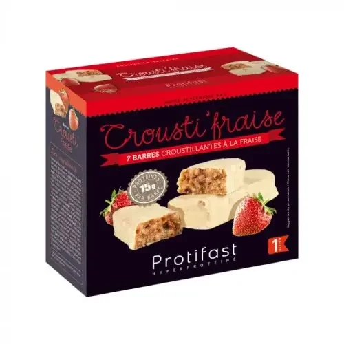 PROTIFAST BARRES Crousti Fraise – 7 Barres Hyperprotéinées