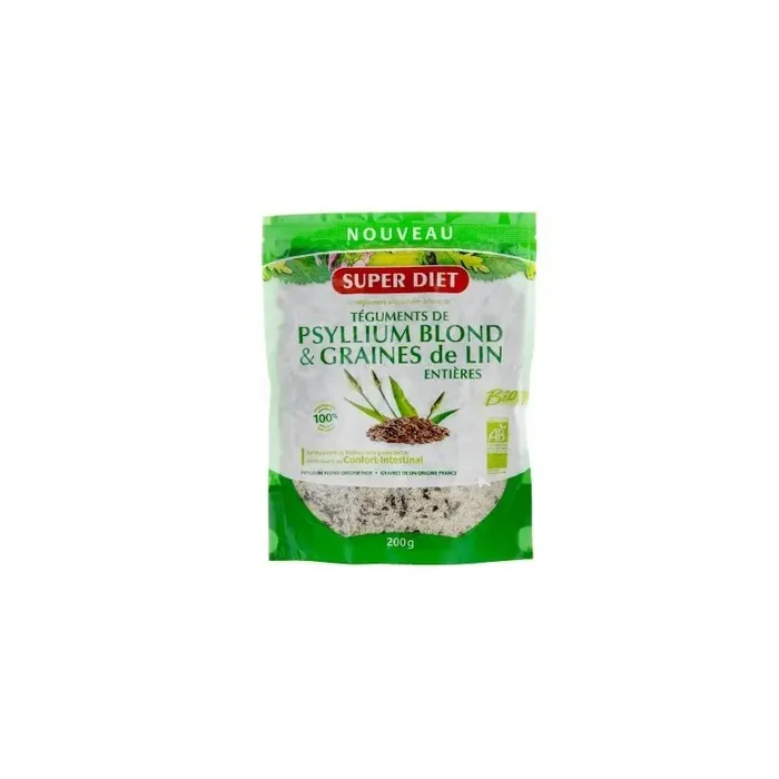 PSYLLIUM BLOND ET GRAINES DE LIN BIO 200G SUPER DIET