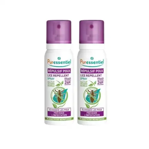 PURESSENTIEL ANTIPOUX Spray Répulsif Poux – Lot de 2x75ml