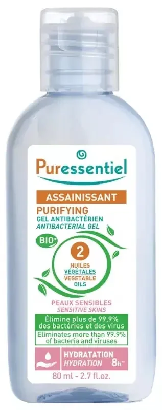 Puressentiel Gel Antibactérien Assainissant « peaux Sensibles » Aux 2 Huiles Végétales Bio – 80 ml