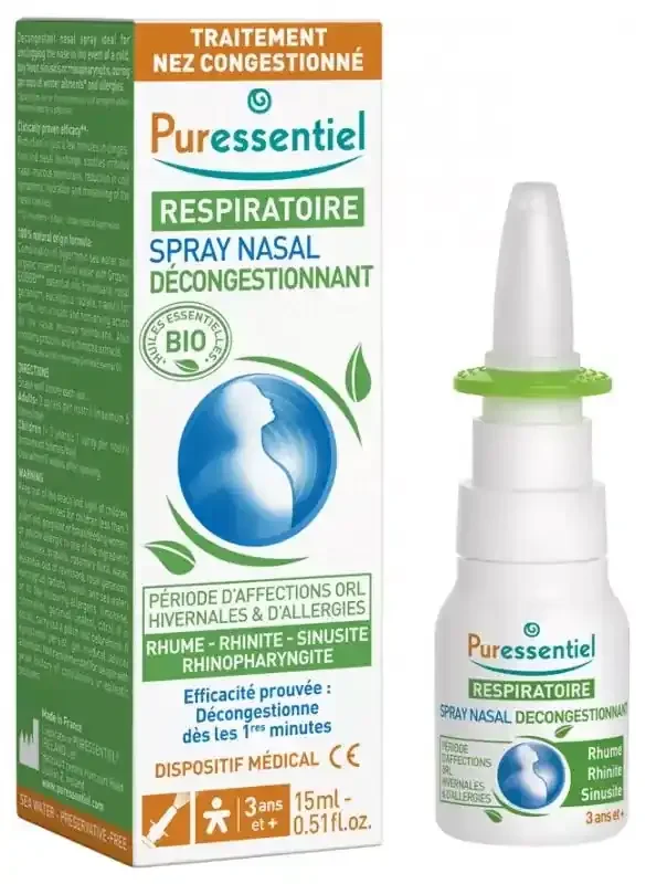 Puressentiel Spray Nasal Décongestionnant Aux He Bio – 15 ml