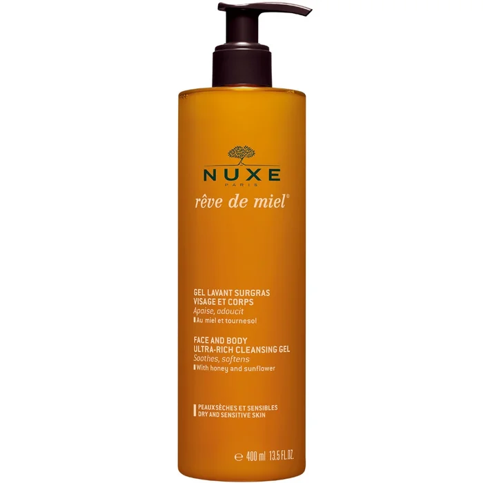 R&ecirc;ve de miel&reg; – Gel lavant surgras visage et corps – Peaux s&egrave;ches et sensibles – 400ml