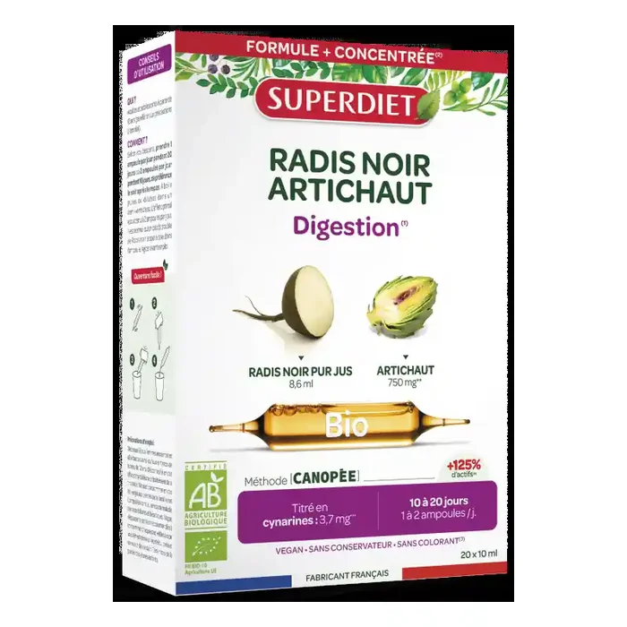 RADIS NOIR ARTICHAUT BIO 20 AMPOULES SUPER DIET