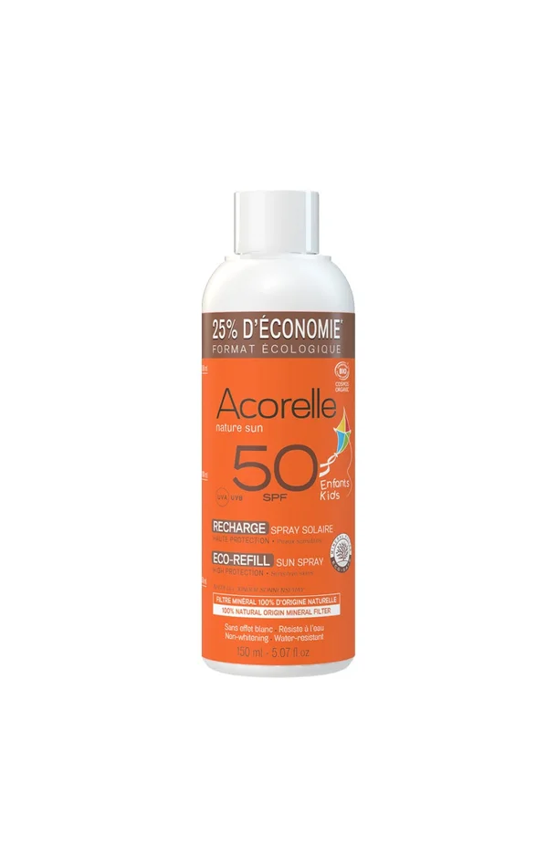 Recharge spray solaire SPF 50 bio – Visage & corps – Enfant – 150 ml
