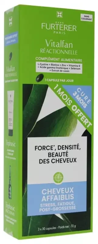 René Furterer Vitalfan Antichute Réactionnelle Complément Alimentaire Pousse Cheveux – Offre Spéciale Trio 3 x 30 Capsules