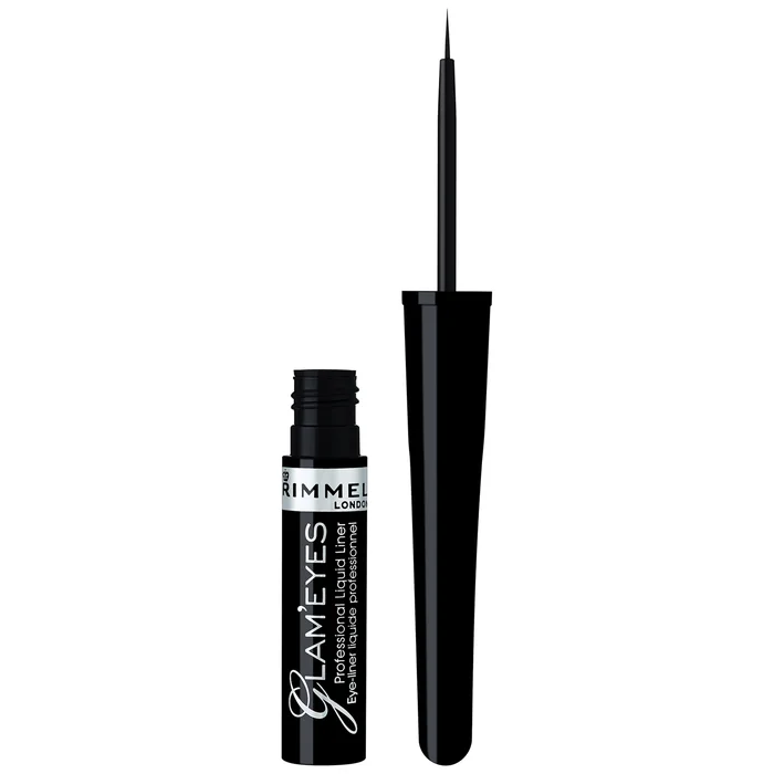 Rimmel London Glameyes Eyeliner Liquide Professionnel – 01 – Black Glamour, 4 ml