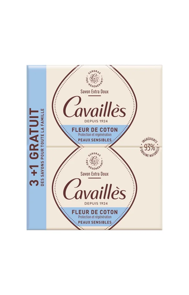 Rogé Cavaillès – Savons solides – Fleur de coton – 4 x 250 g
