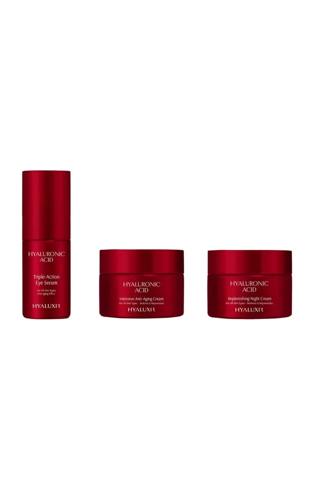 Routine anti-rides régénérante – Acide hyaluronique – Visage & yeux – 3 produits
