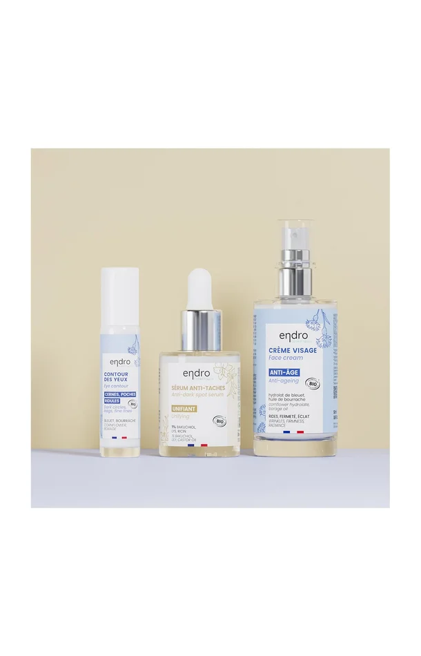 Routine anti-taches brunes – Bourrache, bleuet & Bakuchiol – Visage – 3 produits