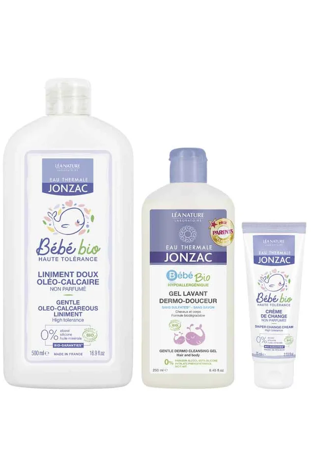 Routine douceur bio – Gel lavant, crème & liniment – Bébé – 3 produits