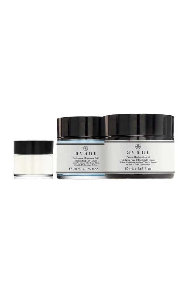 Routine hydratante en 3 étapes – Acide hyaluronique – Visage & yeux – 3 produits