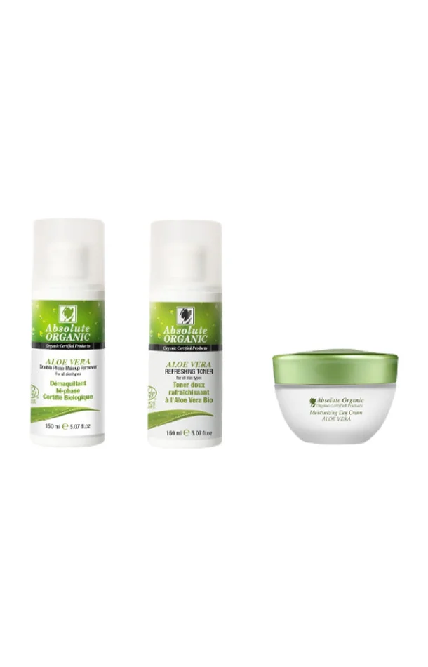 Routine nettoyante & hydratante bio – Aloe vera – Visage – 3 produits